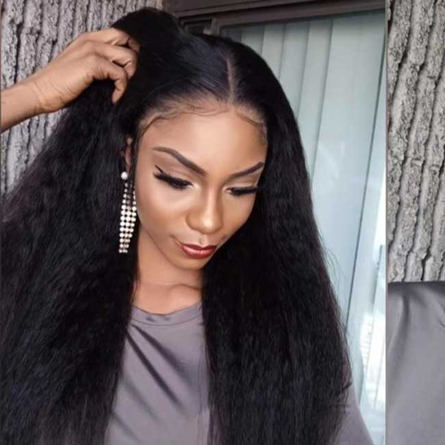 Kinky Straight Hair Wigs Vietnam Virgin Human Hair Kinky Straight 13*4 13*6 Lace Front Wigs Kinky Straight Full Lace Wigs