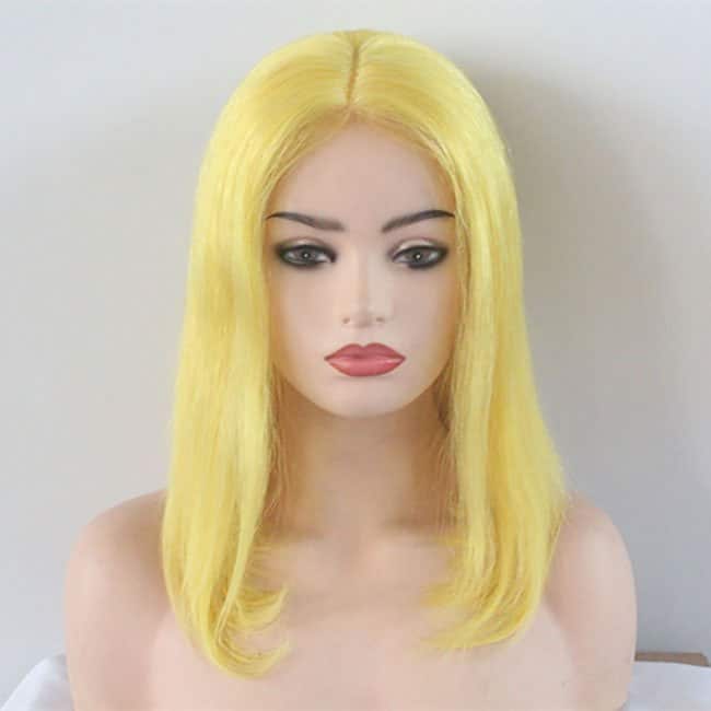 Yellow Hair Wigs Brazilian Virgin Human Hair Bob Wigs Yellow Hair Color Wigs